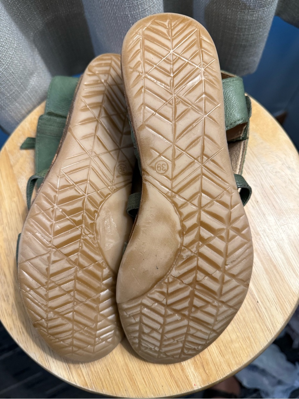 Miz Mooz Olive Green Leather Open-Toe Sandals - Picture 2 of 5